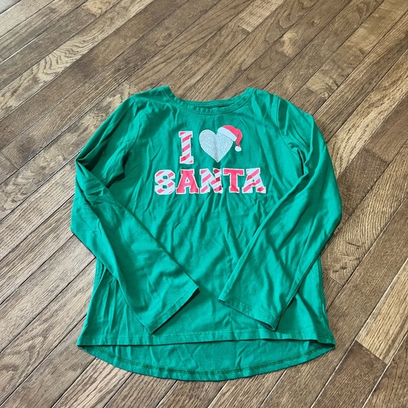 Holiday Time Other - Green Kids Shirt with 'I Love Santa' Design